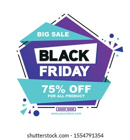 Black Friday inscription with colorful shape, isolated in white background, suitable for sale and discount banner or poster