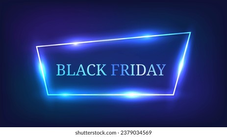 Black Friday inscription in neon frame with shining effects. Vector illustration