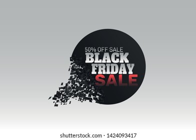 Black Friday inscription on abstract ink blots for sale. Banner with explosion effect.  