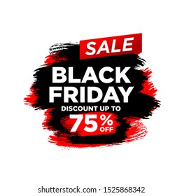 Black Friday inscription on abstract ink blots for sale and discount. - Vector