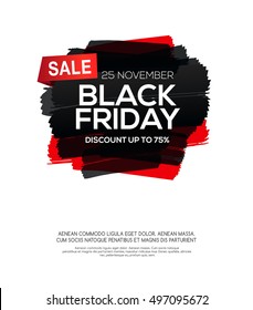 Black Friday inscription on abstract ink blots for sale and discount, template for your banner or poster.