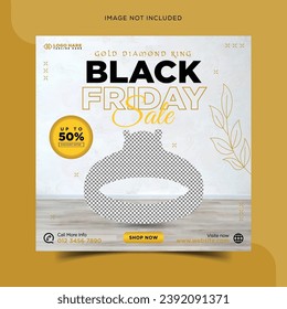 Black friday jewelry sale post social media banner vector design 