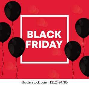 black friday label with balloons air