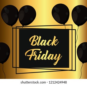 black friday label with balloons air