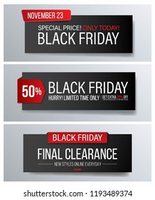 Black Friday label, banner and sticker set.