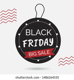 Black Friday label banner template vector illustration. Big Sale ribbon.