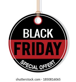Etiqueta del viernes negro. Venta de ofertas de descuento - Vector