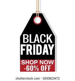 Etiqueta del viernes negro. Venta de ofertas de descuento - Vector