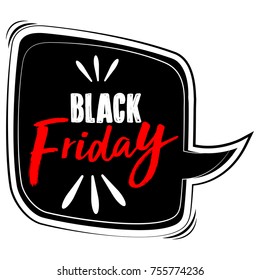 Black friday label isolated on white background, Vector illustration