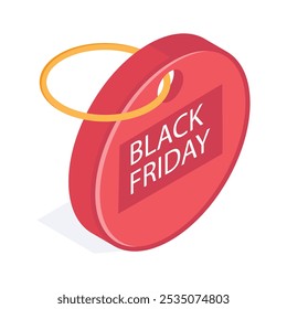 Black friday label isometric vector, sales and promotions