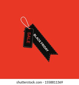 black friday label on a red background- Vector illustration