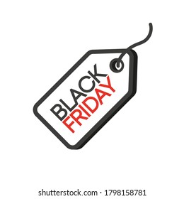 Black friday label on white background. Discount price tag. Banner design. Special offer price sign. Vintage label. Vector illustration.