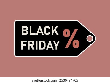 Etiqueta preta de Black Friday com porcentagem vermelha