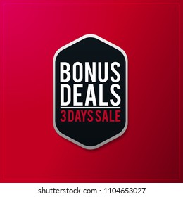 Black Friday Label Set with text, Vector Illustration, Bonus Deals 3 Days Sale