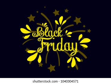 black friday, label or sign with spark fireworks