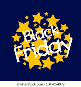 black friday, label or sign with star background