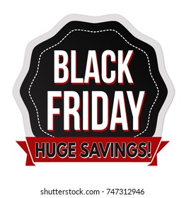 Black friday label or sticker on white background, vector illustration