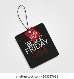 Etiqueta de viernes negro con texto, Ilustración vectorial