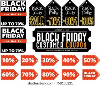 Black Friday labels and coupons set