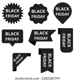 Black friday labels on a white background with copy space