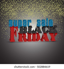 Black Friday, large letters, confetti, poster. vector illustration