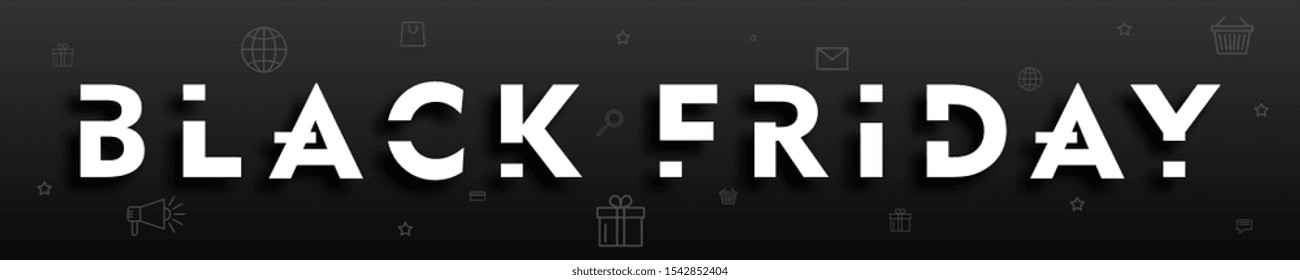 Black friday layout for website header. Design for card or banner. Vector illustration.
