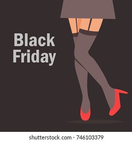 Black Friday. Legs in stockings. Vector. Cartoon. Isolated art. Flat