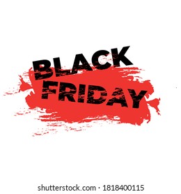 grabado negro de viernes con signo de exclamación sobre pincel negro trazo rojo