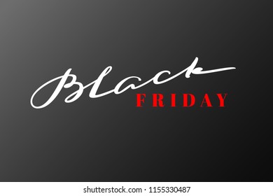 Black Friday lettering. Hand drawn calligraphy with black background for banners, flyers, labels. Vector illustration.