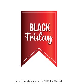 Black friday lettering in a red flag vector illustration design