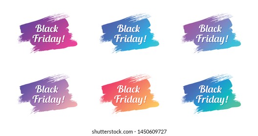 black friday lettering with shadow on color gradient brush strokes. commercial illustration for seasonal promotions and advertising in stores, shops and supermarkets