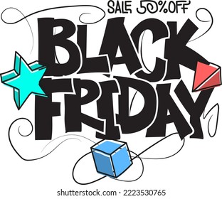 Black Friday Lettering Type Design Vector Illustration On White Background