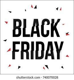 Black Friday lettering typescript in glitch, distorted uppercase font, vector illustration isolated on white background. Glitch style, distorted Black Friday lettering design, font, typeface