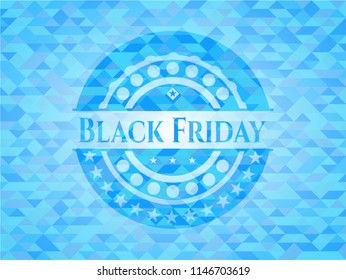 Black Friday light blue emblem with mosaic background