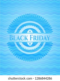 Black Friday light blue water badge.