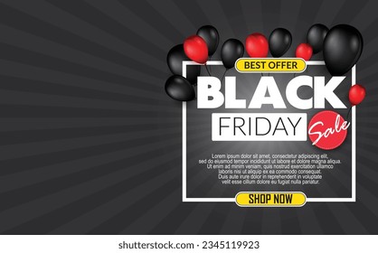 Black friday limited offer banner with flat design Free Vector