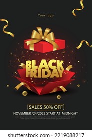 Black Friday limited sale offer. Dark background golden lettering. Banner, poster, header website. vector illustration	