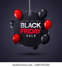 Black Friday limited sale offer. Dark background. banner, poster, header website. vector illustration	