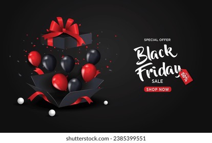 Black Friday limited sale offer. Dark background white lettering. Banner, poster, header website. vector illustration	