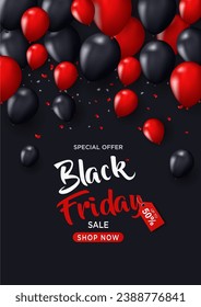 Black Friday limited sale offer. black background lettering. Banner, poster, header website. vector illustration	