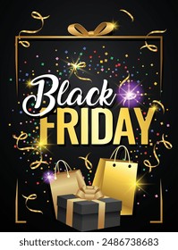 Black Friday limited sale offer. Dark background  Banner, poster, header website. vector illustration