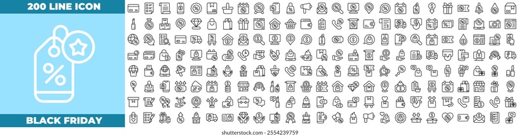 Black Friday Line Editable Icons set.