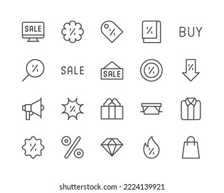 Black Friday line icons set. Vector objects isolated on a white background for web design and graphics. Outline icons collection.