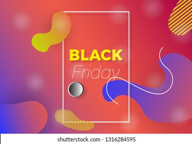 Black friday liquid flow shape banner poster abstract, template for business landing background vector illustration modern effect