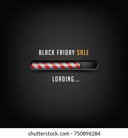 Black Friday loading background with digital striped bar. Black marketing template with copy space for the Friday after Thanksgiving. EPS 10 vector.