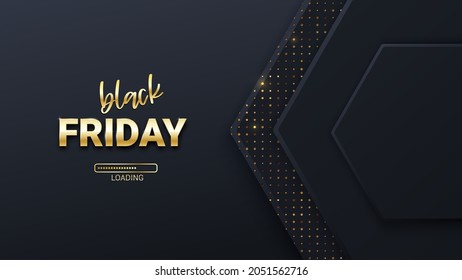 Black Friday loading bar background, banner poster design template. Progress loading bar. Black friday sale. Vector illustration