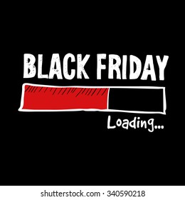 Black Friday loading bar, hand drawn icon, vector illustration