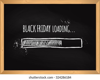 Black Friday loading. Sale loading. Progress bar design. Vector funny illustration on a blackboard.