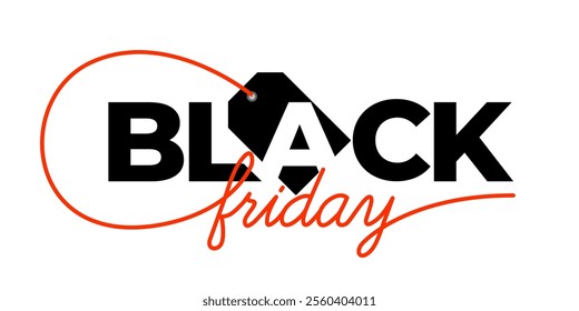 Black Friday logo for advertising, promotions, featuring bold discount tag. Perfect for vector logo templates, signage, and banners.