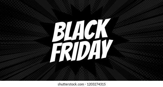 Black Friday Logo. Comic Style Vector Illustration Design